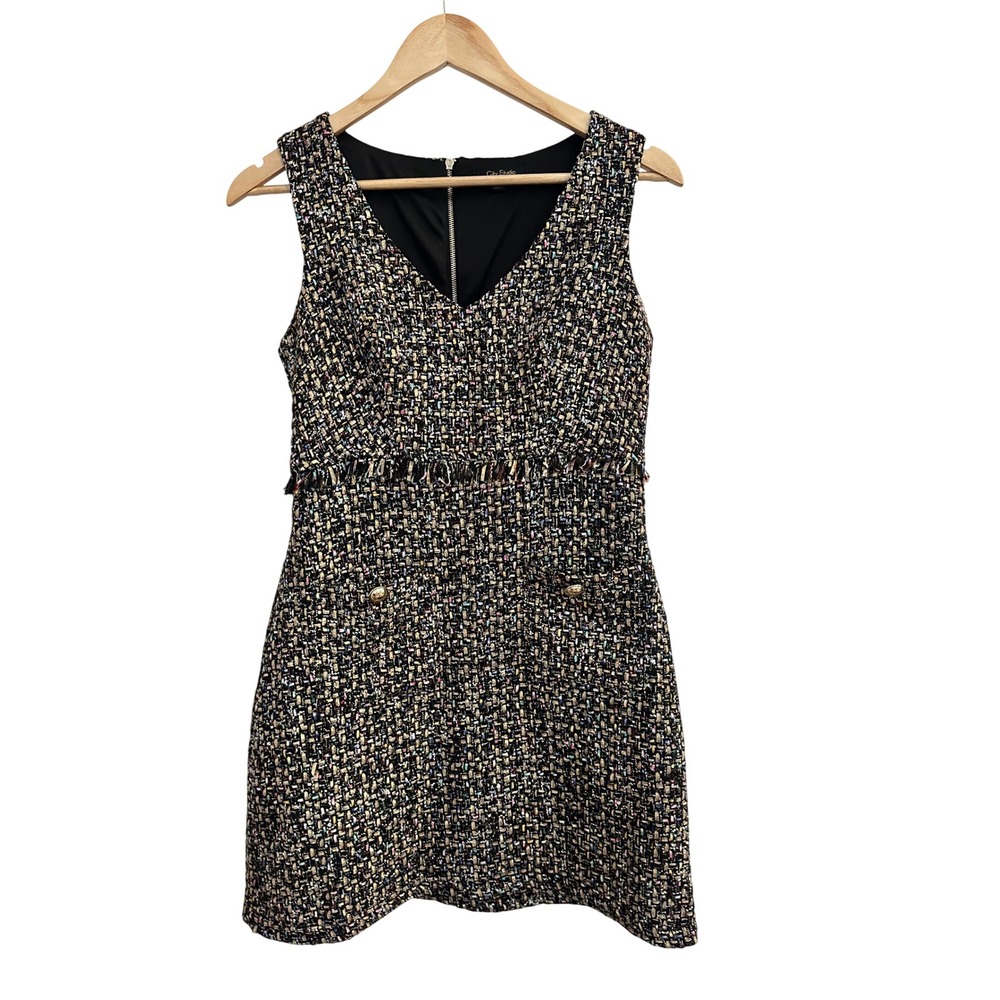 City Studio Juniors Gray Tweed Pocket Sleeveless Mini Dress Size 3/4 Graduation